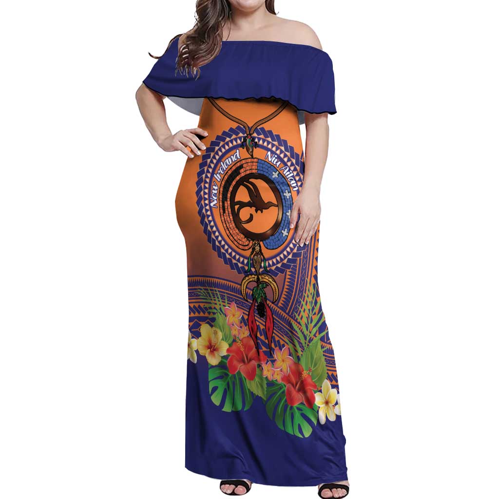 PNG New Ireland Province Off Shoulder Maxi Dress Niu Ailan Necklace Polynesian Tattoo - Polynesian Pride