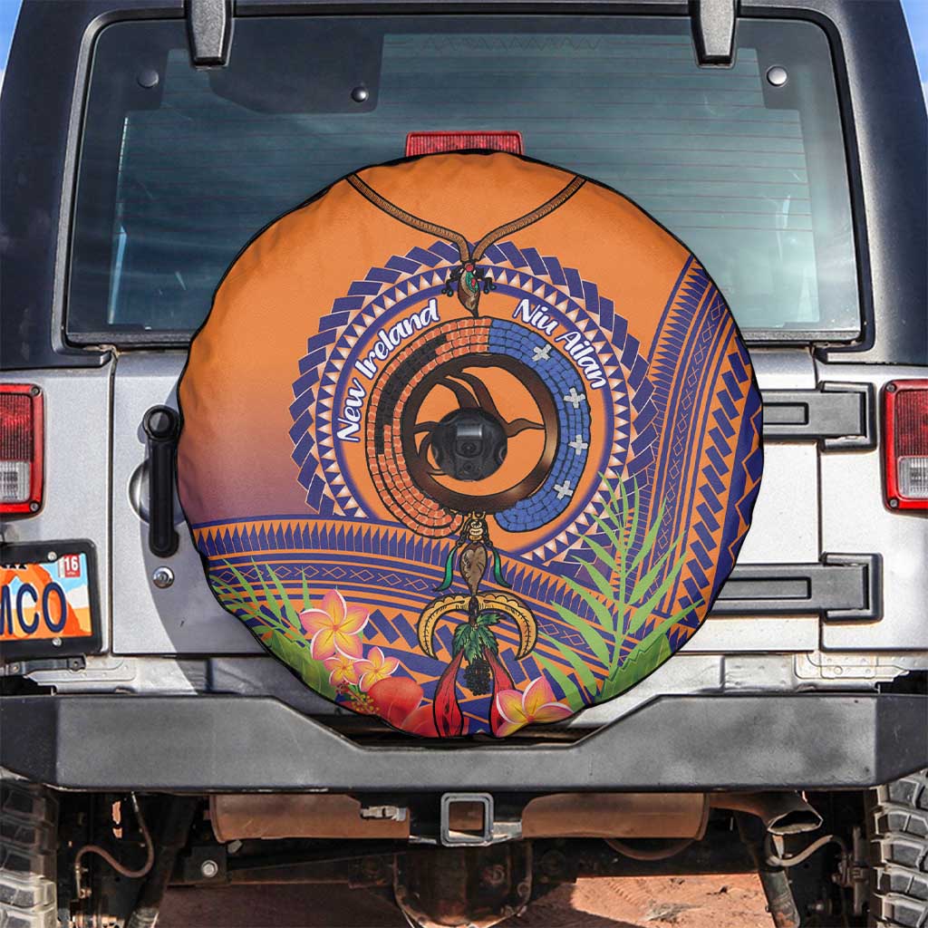 PNG New Ireland Province Spare Tire Cover Niu Ailan Necklace Polynesian Tattoo LT14 Orange - Polynesian Pride