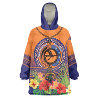 PNG New Ireland Province Wearable Blanket Hoodie Niu Ailan Necklace Polynesian Tattoo LT14 One Size Orange - Polynesian Pride