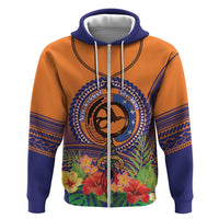 PNG New Ireland Province Zip Hoodie Niu Ailan Necklace Polynesian Tattoo LT14 Zip Hoodie Orange - Polynesian Pride