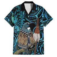 New Zealand Tui Bird Taiaha Family Matching Off Shoulder Maxi Dress and Hawaiian Shirt Maori Weapon Paua Shell Mix Silver Fern