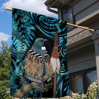 New Zealand Tui Bird Taiaha Garden Flag Maori Weapon Paua Shell Mix Silver Fern