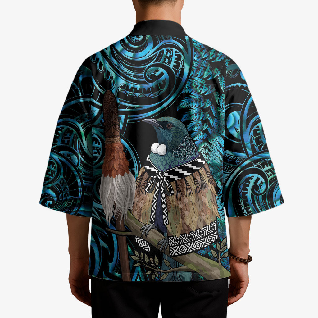 New Zealand Tui Bird Taiaha Kimono Maori Weapon Paua Shell Mix Silver Fern