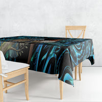 New Zealand Tui Bird Taiaha Tablecloth Maori Weapon Paua Shell Mix Silver Fern