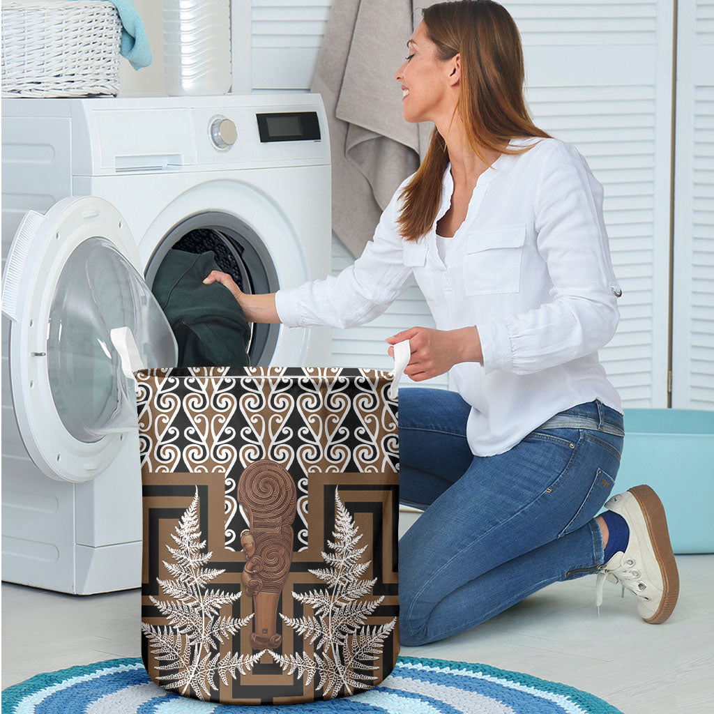Wahaika New Zealand Laundry Basket Maori Weapon Kowhaiwhai Fern Poutama Motifs