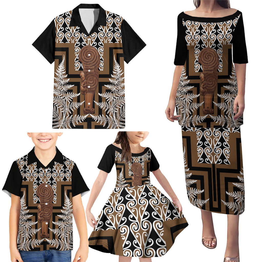 Wahaika New Zealand Family Matching Puletasi and Hawaiian Shirt Maori Weapon Kowhaiwhai Fern Poutama Motifs