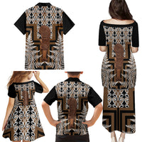 Wahaika New Zealand Family Matching Puletasi and Hawaiian Shirt Maori Weapon Kowhaiwhai Fern Poutama Motifs