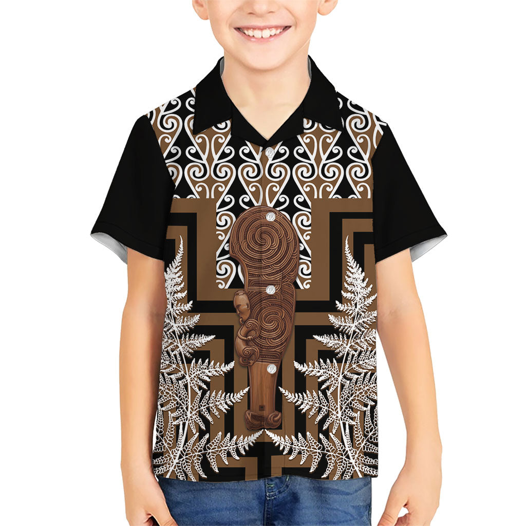 Wahaika New Zealand Hawaiian Shirt Maori Weapon Kowhaiwhai Fern Poutama Motifs