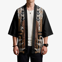 Wahaika New Zealand Kimono Maori Weapon Kowhaiwhai Fern Poutama Motifs