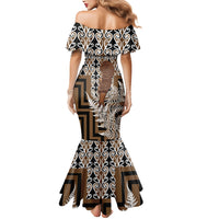 Wahaika New Zealand Mermaid Dress Maori Weapon Kowhaiwhai Fern Poutama Motifs