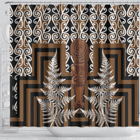 Wahaika New Zealand Shower Curtain Maori Weapon Kowhaiwhai Fern Poutama Motifs