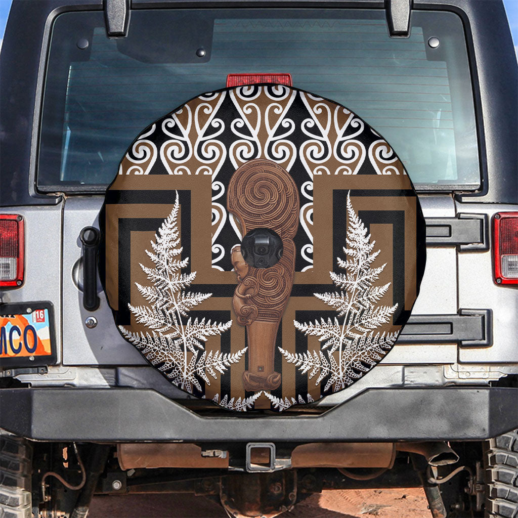 Wahaika New Zealand Spare Tire Cover Maori Weapon Kowhaiwhai Fern Poutama Motifs