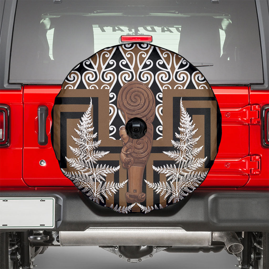 Wahaika New Zealand Spare Tire Cover Maori Weapon Kowhaiwhai Fern Poutama Motifs
