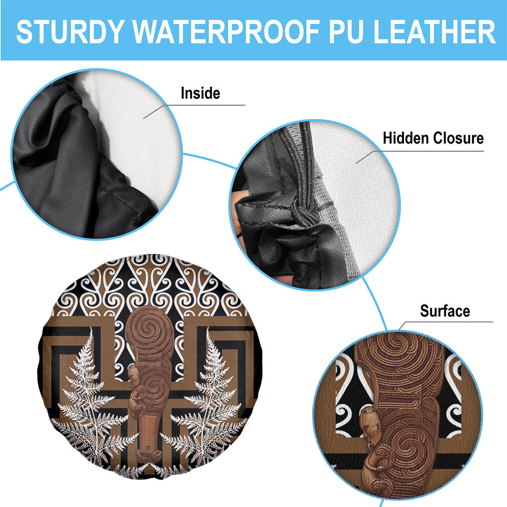 Wahaika New Zealand Spare Tire Cover Maori Weapon Kowhaiwhai Fern Poutama Motifs