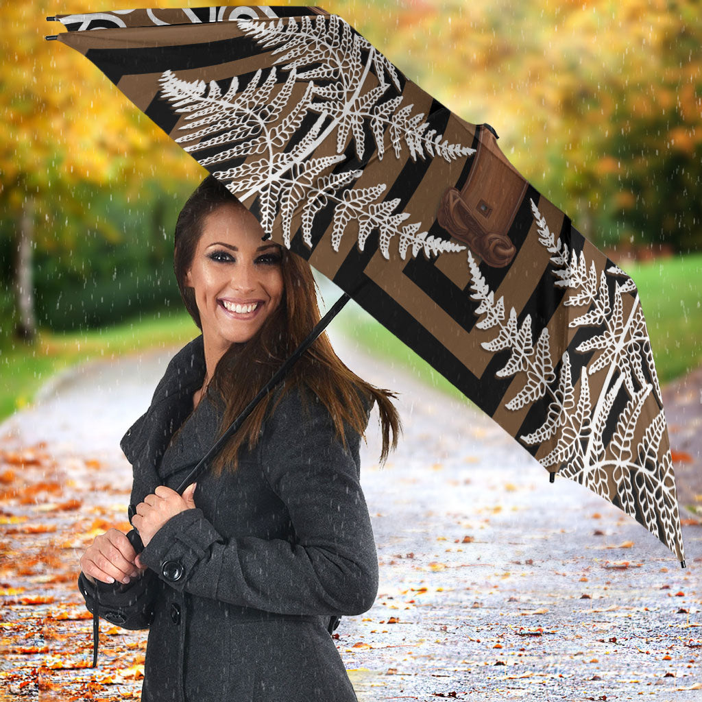 Wahaika New Zealand Umbrella Maori Weapon Kowhaiwhai Fern Poutama Motifs
