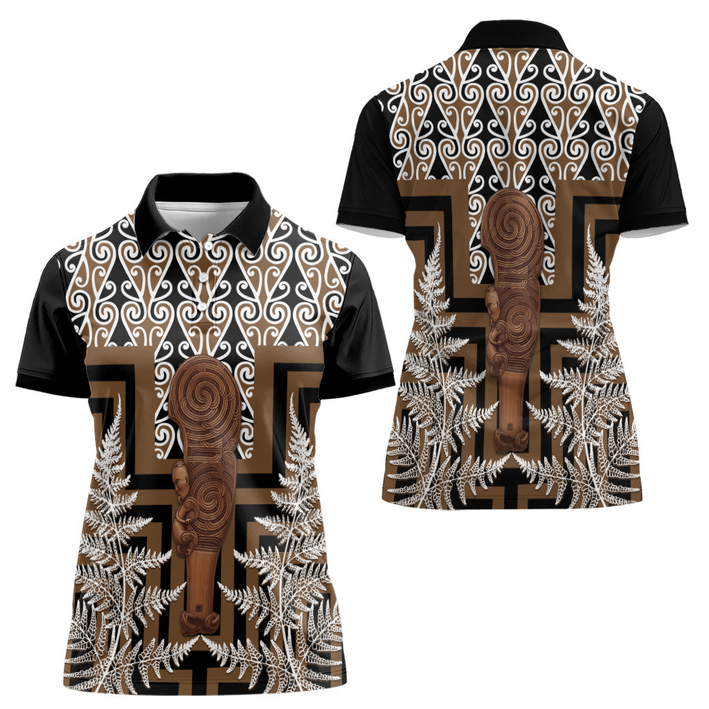 Wahaika New Zealand Women Polo Shirt Maori Weapon Kowhaiwhai Fern Poutama Motifs