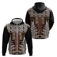 Wahaika New Zealand Zip Hoodie Maori Weapon Kowhaiwhai Fern Poutama Motifs