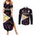 Philippines Football Couples Matching Summer Maxi Dress and Long Sleeve Button Shirts 2023 World Cup Go Filipinas Feather Black Version LT14 Black - Polynesian Pride