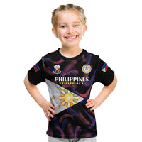 Philippines Football Kid T Shirt 2023 World Cup Go Filipinas Feather Black Version LT14 Black - Polynesian Pride