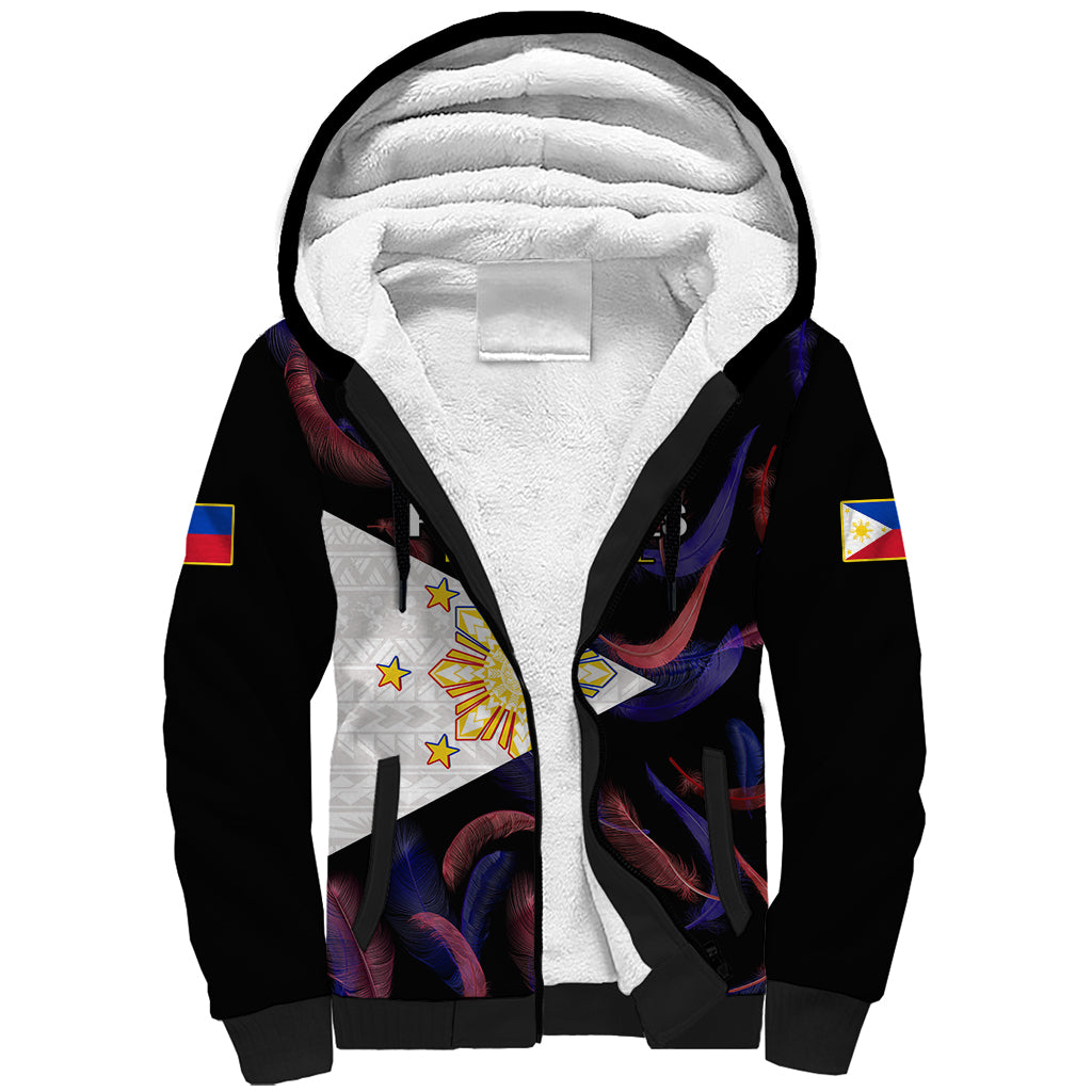 Philippines Football Sherpa Hoodie 2023 World Cup Go Filipinas Feather Black Version LT14 Unisex Black - Polynesian Pride