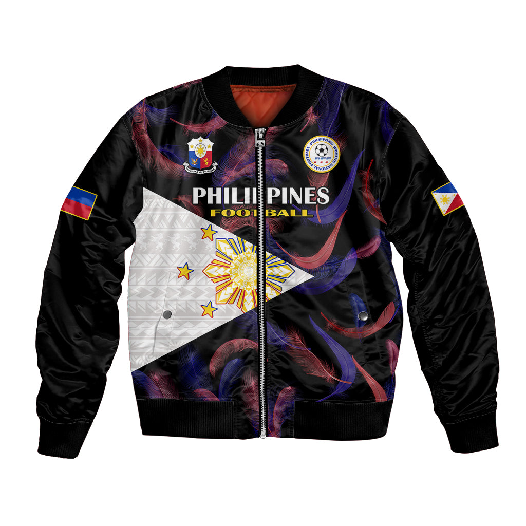 Custom Philippines Football Bomber Jacket 2023 World Cup Go Filipinas Feather Black Version LT14 Unisex Black - Polynesian Pride