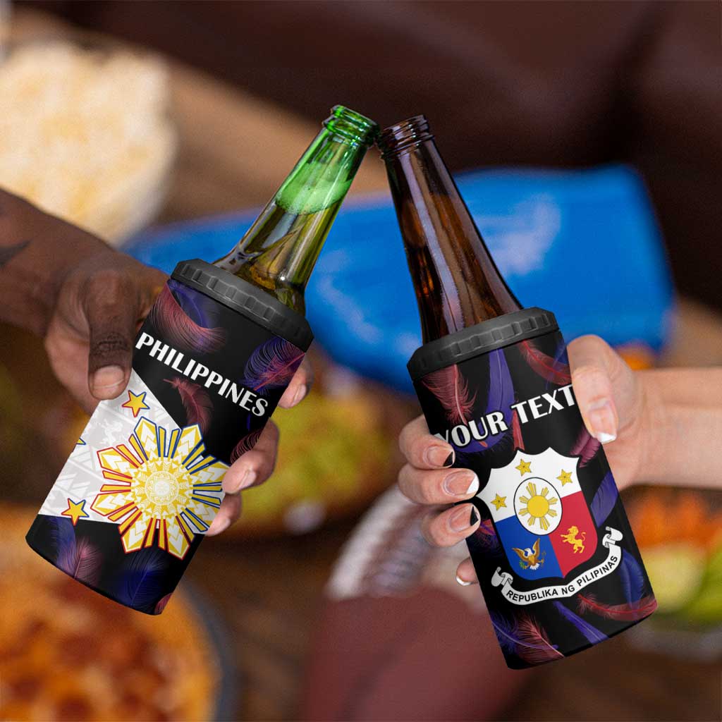 Custom Philippines Football 4 in 1 Can Cooler Tumbler World Cup Go Filipinas Feather Black Version