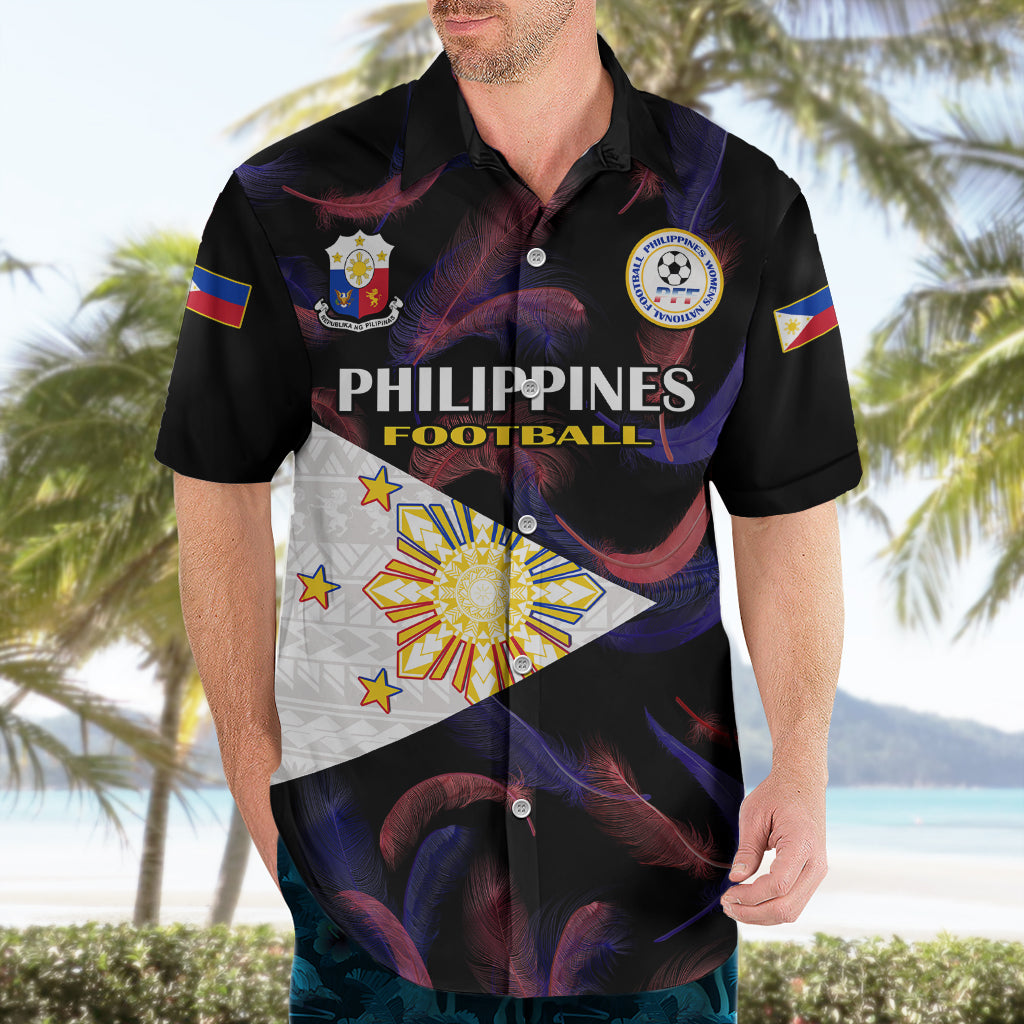 Custom Philippines Football Hawaiian Shirt 2023 World Cup Go Filipinas Feather Black Version LT14 - Polynesian Pride