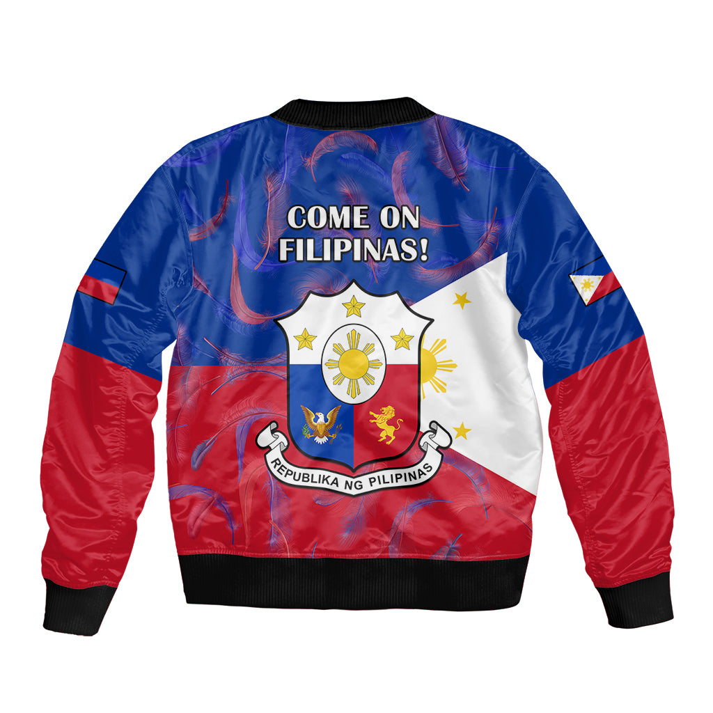 Philippines Football Sleeve Zip Bomber Jacket 2023 World Cup Go Filipinas Feather Flag Version LT14 - Polynesian Pride