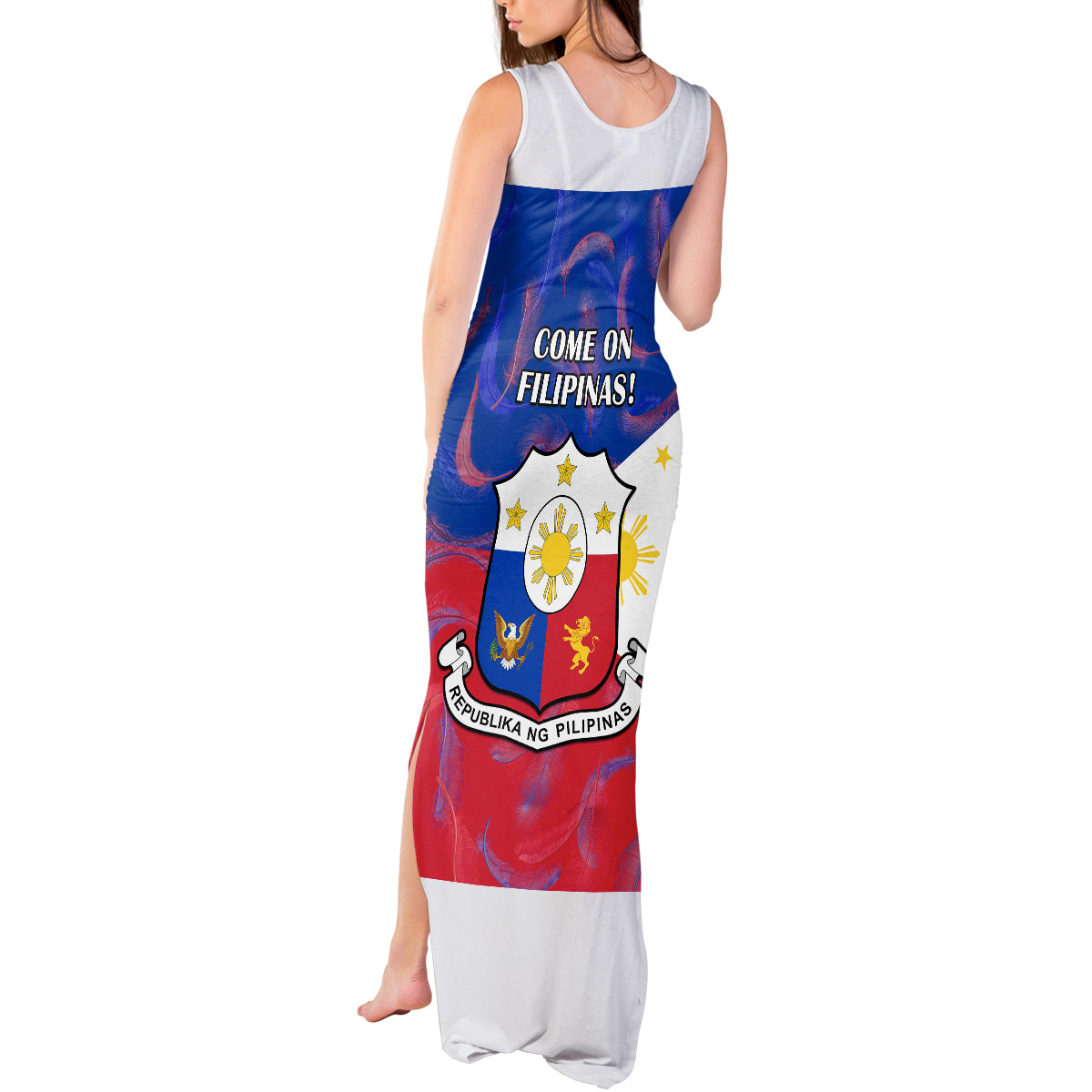 Philippines Football Tank Maxi Dress 2023 World Cup Go Filipinas Feather Flag Version LT14 - Polynesian Pride