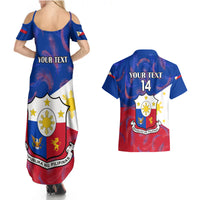 Custom Philippines Football Couples Matching Summer Maxi Dress and Hawaiian Shirt 2023 World Cup Go Filipinas Feather Flag Version LT14 - Polynesian Pride