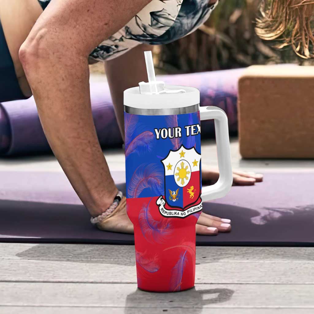Custom Philippines Football Tumbler With Handle World Cup Go Filipinas Feather Flag Version