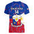 Custom Philippines Football Women V Neck T Shirt 2023 World Cup Go Filipinas Feather Flag Version LT14 - Polynesian Pride