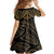 Black and Gold Polynesia Family Matching Puletasi and Hawaiian Shirt Plumeria Tattoo With Polynesian Pattern