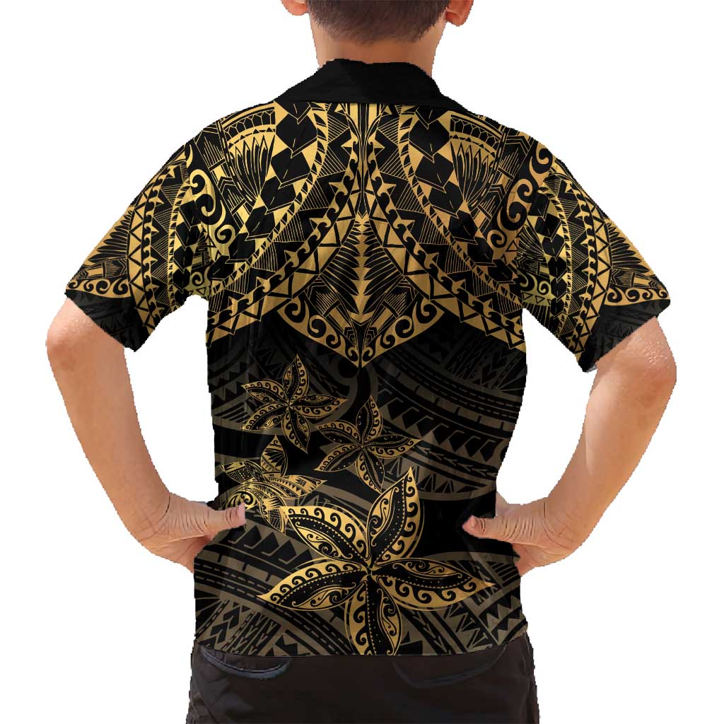 Black and Gold Polynesia Family Matching Summer Maxi Dress and Hawaiian Shirt Plumeria Tattoo With Polynesian Pattern LT14 - Polynesian Pride
