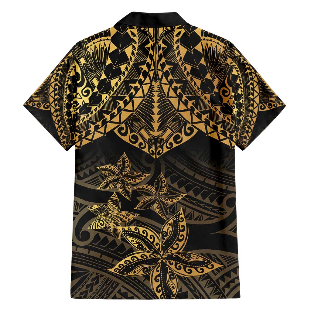 Black and Gold Polynesia Family Matching Summer Maxi Dress and Hawaiian Shirt Plumeria Tattoo With Polynesian Pattern LT14 - Polynesian Pride