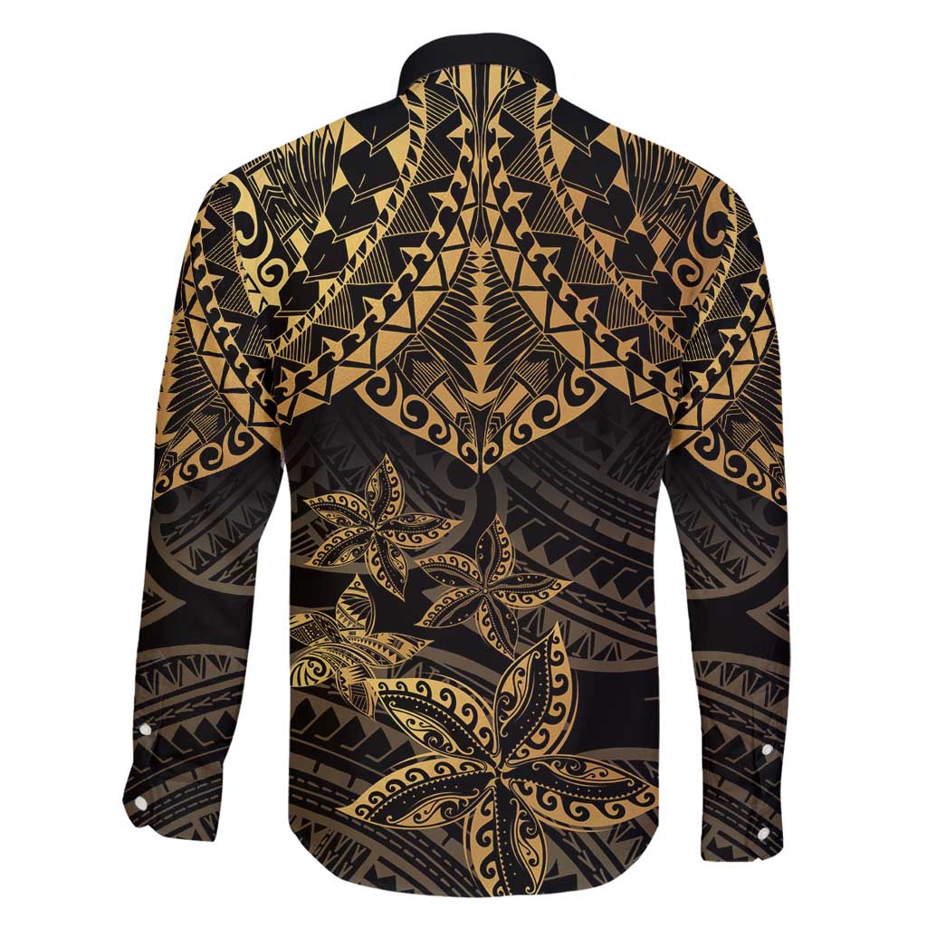 Black and Gold Polynesia Family Matching Summer Maxi Dress and Hawaiian Shirt Plumeria Tattoo With Polynesian Pattern LT14 - Polynesian Pride
