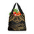 Black and Gold Polynesia Grocery Bag Plumeria Tattoo With Polynesian Pattern