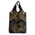 Black and Gold Polynesia Grocery Bag Plumeria Tattoo With Polynesian Pattern