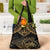 Black and Gold Polynesia Grocery Bag Plumeria Tattoo With Polynesian Pattern