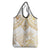 White and Gold Polynesia Grocery Bag Plumeria Tattoo With Polynesian Pattern