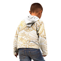 White and Gold Polynesia Kid Hoodie Plumeria Tattoo With Polynesian Pattern LT14 - Polynesian Pride