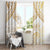 White and Gold Polynesia Window Curtain Plumeria Tattoo With Polynesian Pattern