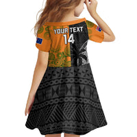 Custom Fiji And Australia Rugby Family Matching Off Shoulder Maxi Dress and Hawaiian Shirt Fijian Tapa Pattern With Aussie Aboriginal Art LT14 - Polynesian Pride