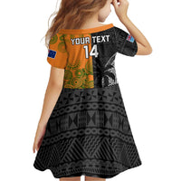 Custom Fiji And Australia Rugby Family Matching Summer Maxi Dress and Hawaiian Shirt Fijian Tapa Pattern With Aussie Aboriginal Art LT14 - Polynesian Pride