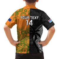 Custom Fiji And Australia Rugby Kid Hawaiian Shirt Fijian Tapa Pattern With Aussie Aboriginal Art