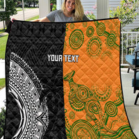 Custom Fiji And Australia Rugby Quilt Fijian Tapa Pattern With Aussie Aboriginal Art
