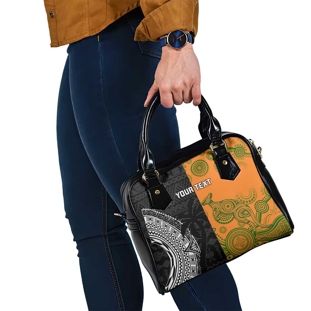 Custom Fiji And Australia Rugby Shoulder Handbag Fijian Tapa Pattern With Aussie Aboriginal Art LT14 - Polynesian Pride