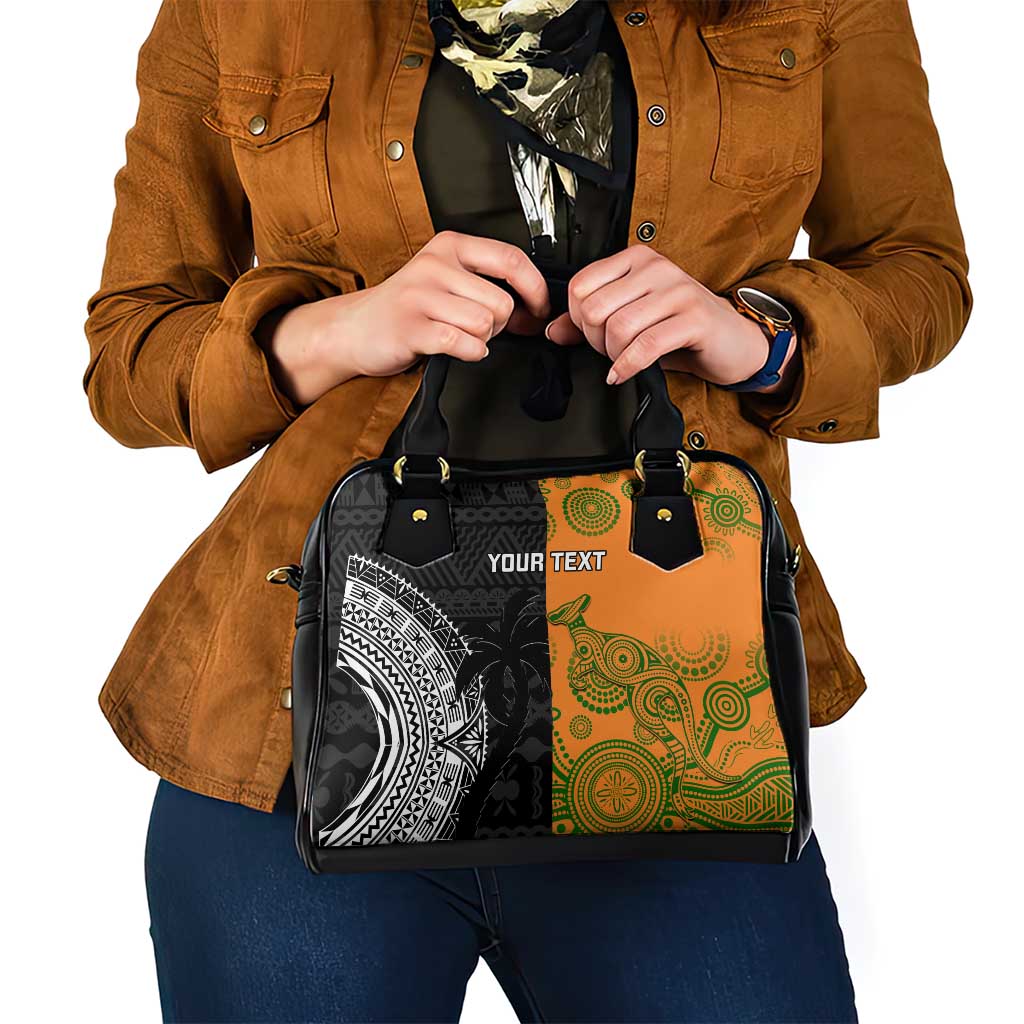 Custom Fiji And Australia Rugby Shoulder Handbag Fijian Tapa Pattern With Aussie Aboriginal Art LT14 - Polynesian Pride