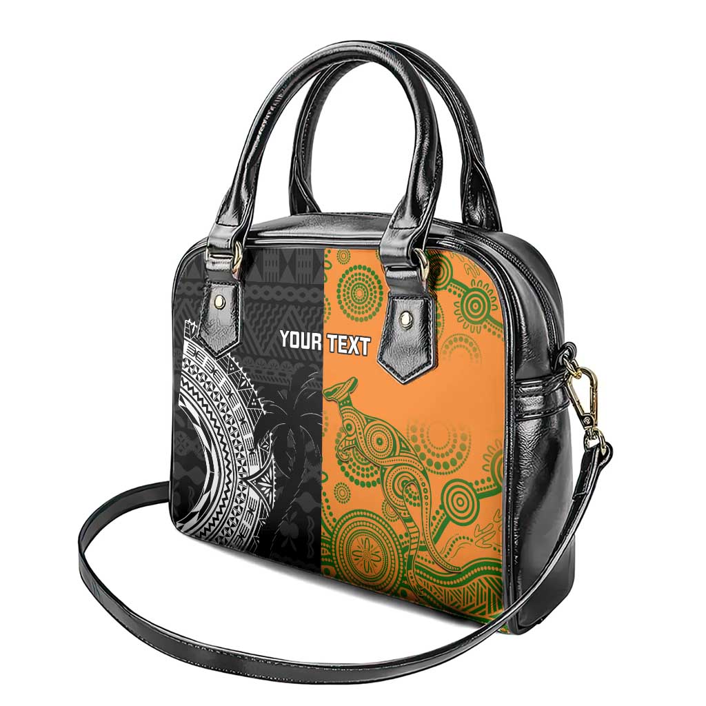 Custom Fiji And Australia Rugby Shoulder Handbag Fijian Tapa Pattern With Aussie Aboriginal Art LT14 - Polynesian Pride
