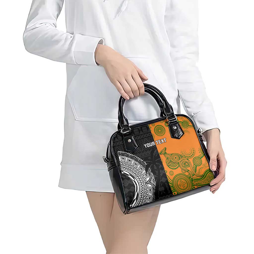 Custom Fiji And Australia Rugby Shoulder Handbag Fijian Tapa Pattern With Aussie Aboriginal Art LT14 - Polynesian Pride
